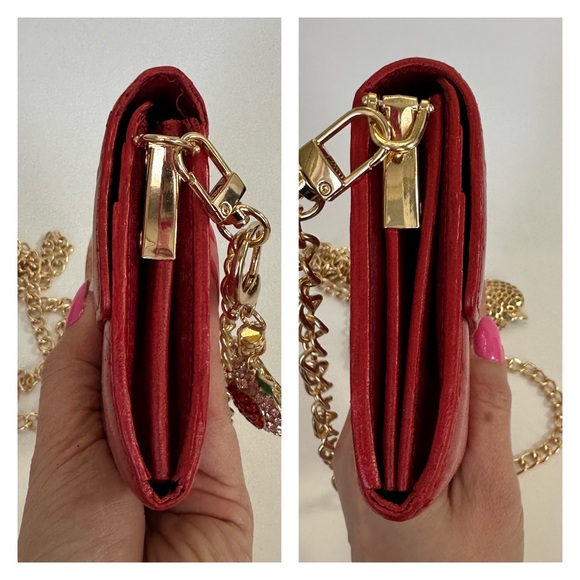 💯 LOUIS VUITTON Monogram Red Vernis Reade Wallet on Chain - Picture 7 of 11
